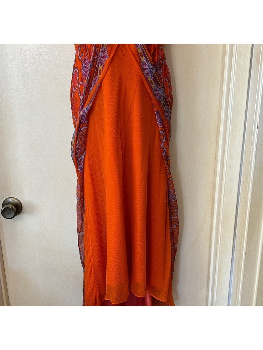 Laundry By Shelli Segal Silk Orange and Purple Maxi Dress size M - Picture 6 of 13